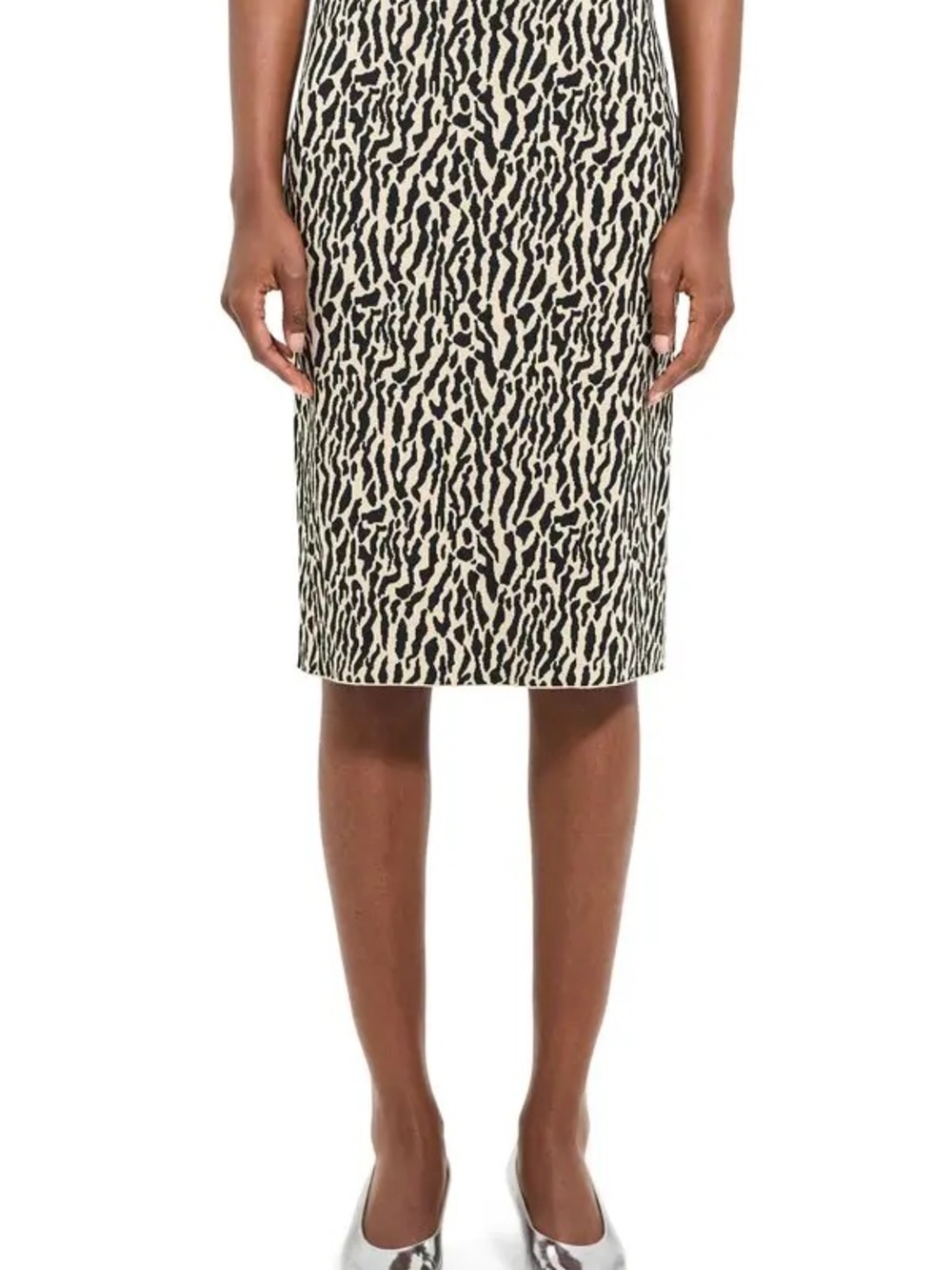 Theory Black and Beige Bristol Print Pencil Skirt